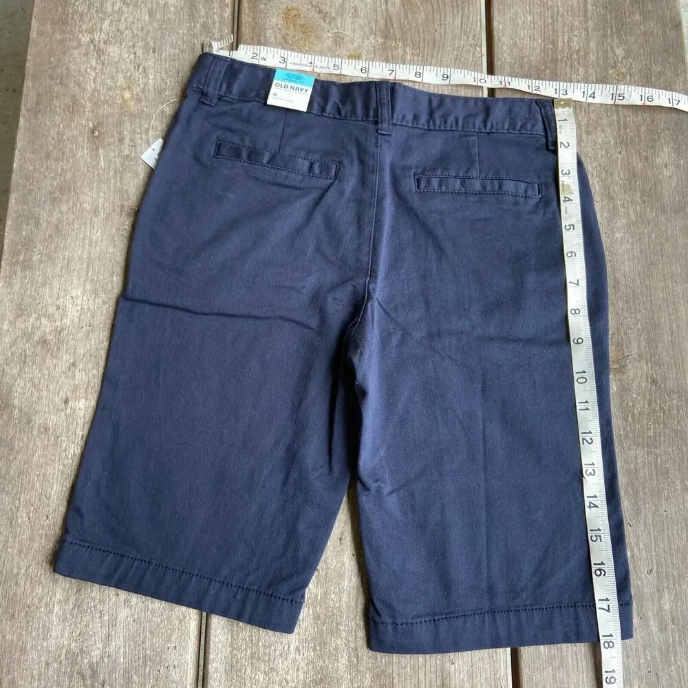 Old Navy Girls Shorts Sz 14 Classic Rise Navy Blue Uniform Adjustable‎ Waist NEW